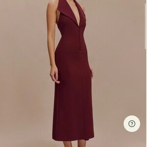 Meshki Crepe Halter Midi Dress - Merlot
